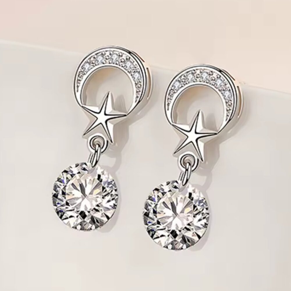 Sterling Silver star and moon earrings